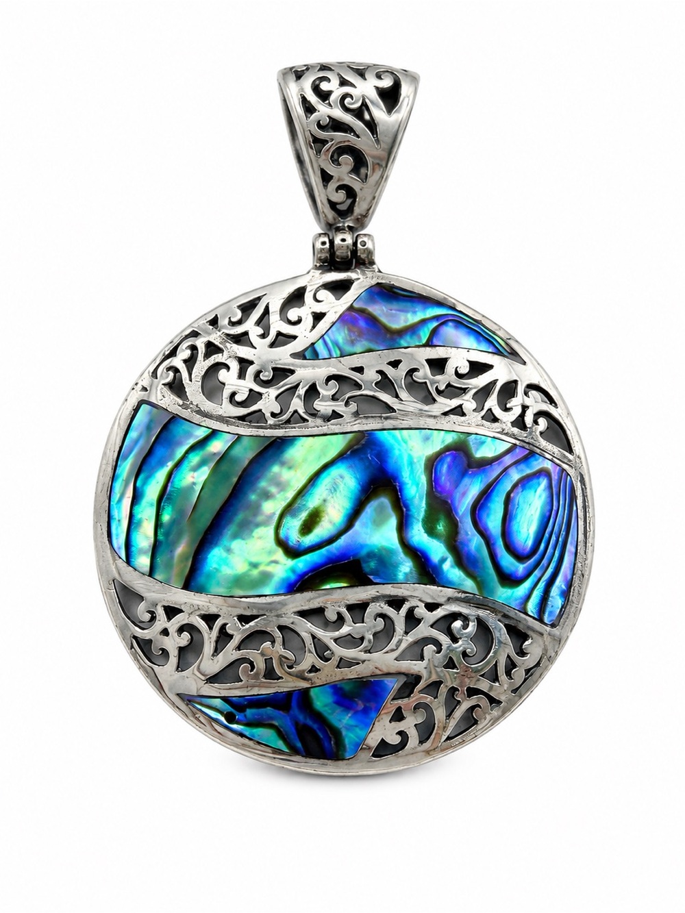 Abalone Wavy Circular Pendant